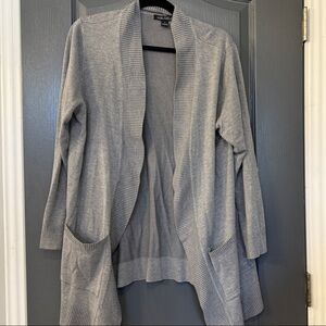 Gray Open Front Cardigan